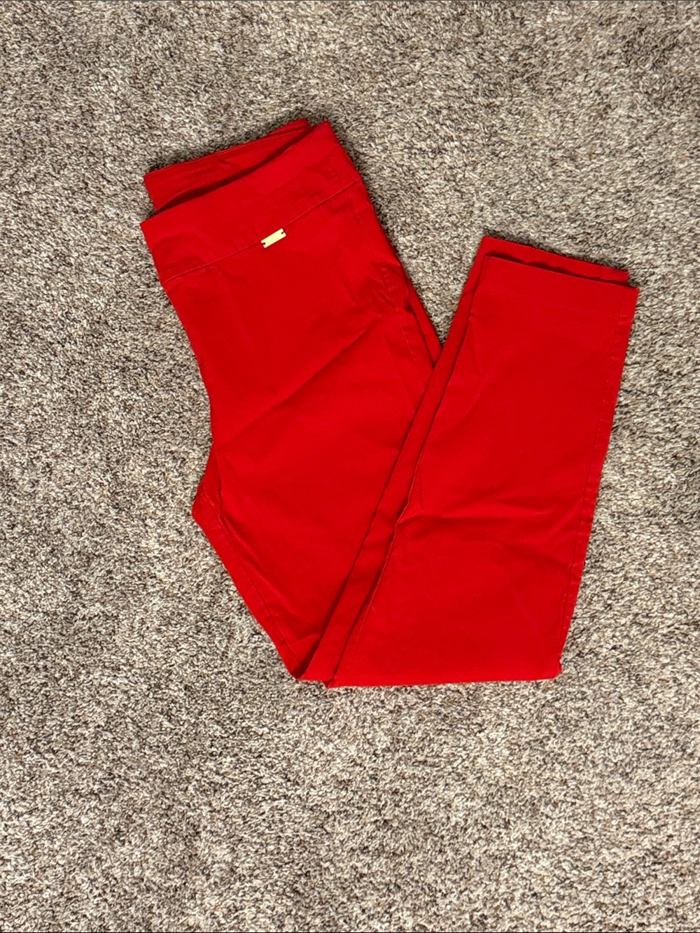 INC International Concepts Women’s Red Skinny Jeans with Gold Accent